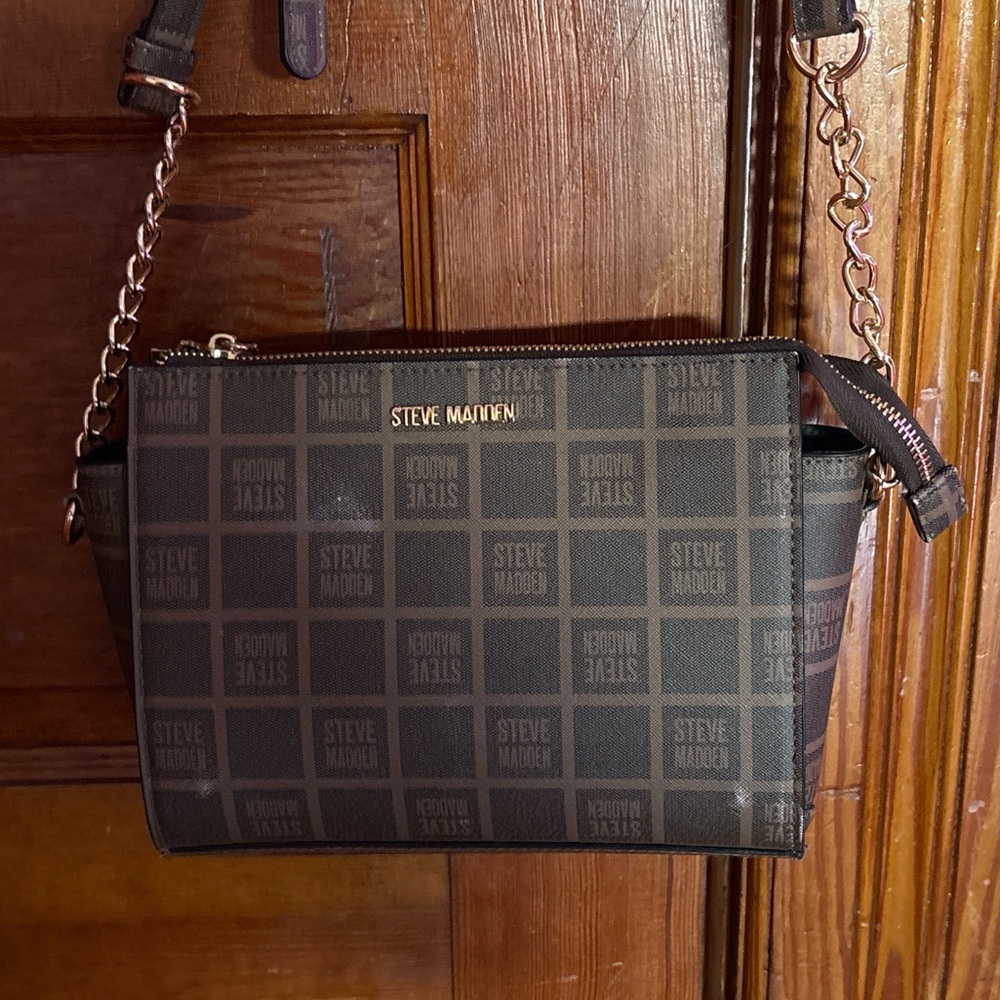 Steve Madden Brown Checkered Crossbody Bag